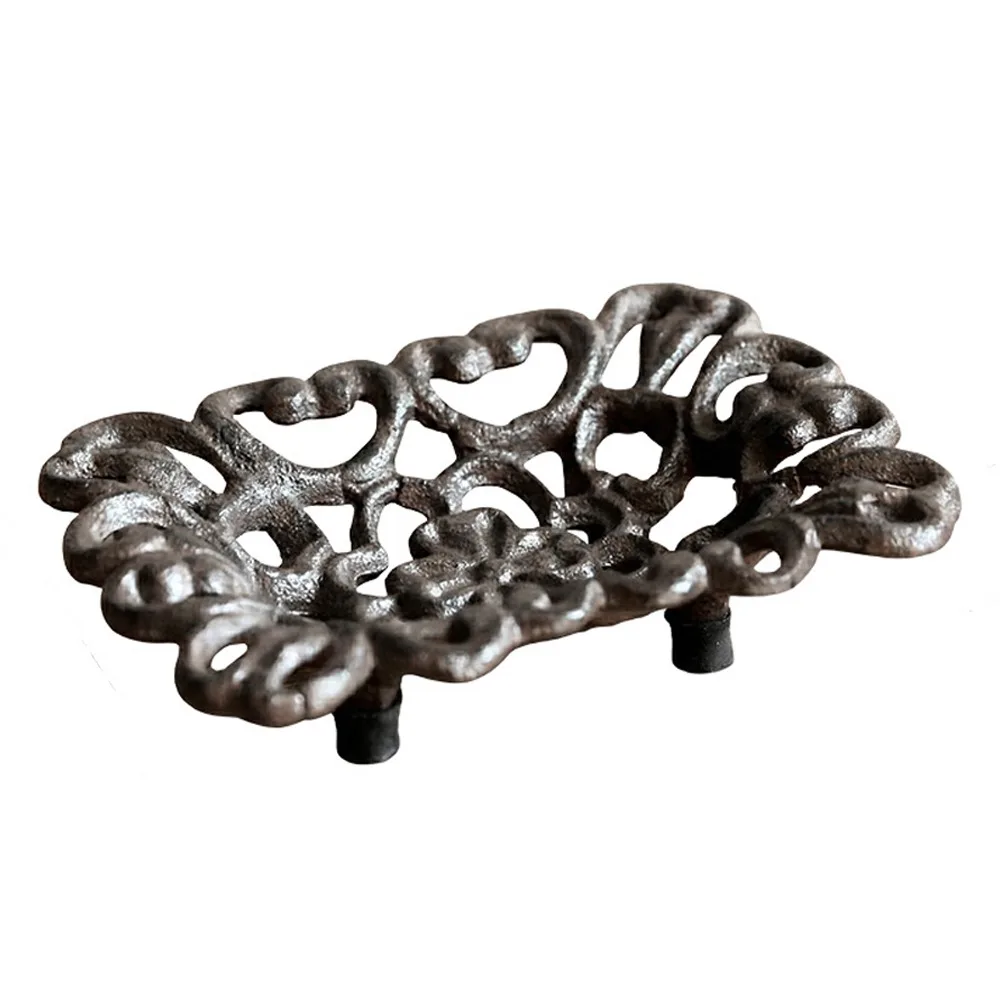 

Vintage Cast Iron Soap Holder Hollow Flower Pattern Rectangle Soap Storage Tray Handmade Antique Soap Dish Home Garden