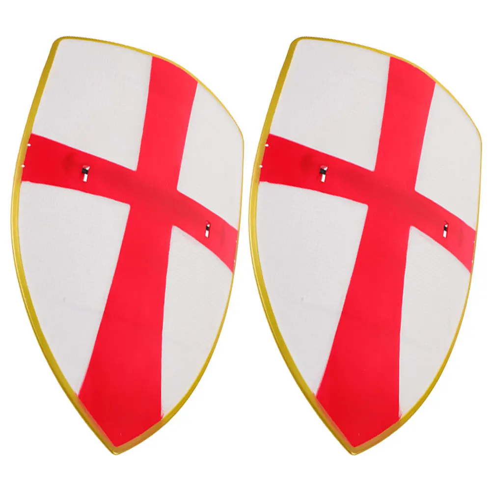 2Pcs Funny Cartoon Cross Pattern Shield Plastic Play Accessory Kids Roleplay for Boys Parent Child Interaction Cosplay Party