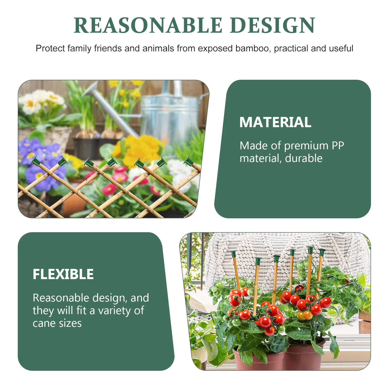

36pcs Support Stick Cane Caps Garden Protective Hats Bamboo Covers Topper Plant Support Stick Corner Covers Protectors for Cane