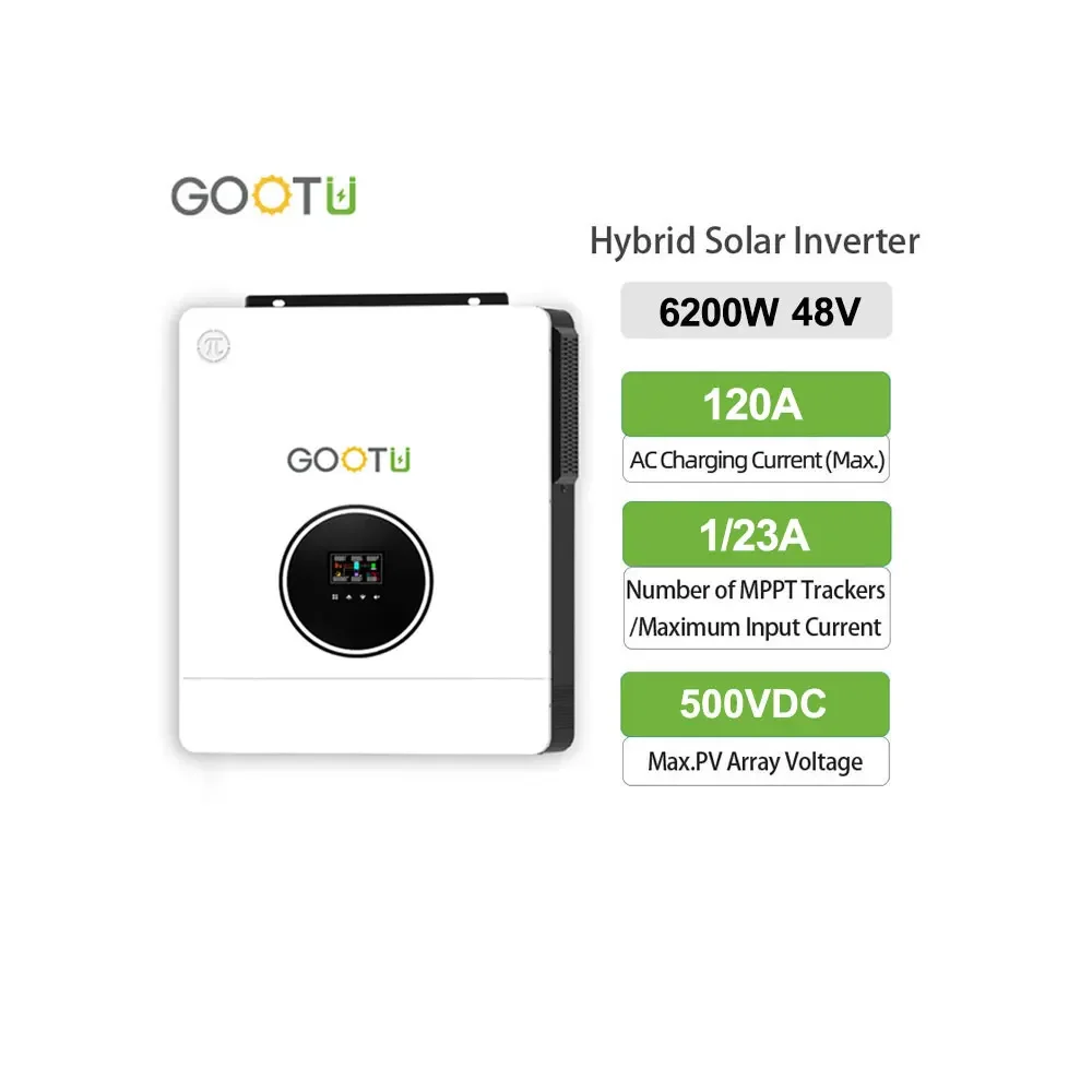 GOOTU Inversor Solar Híbrido, Controlador de Carga MPPT, Inversor Híbrido Monofásico, Em Estoque, 48V, 120A, Saída Dupla, 230V AC