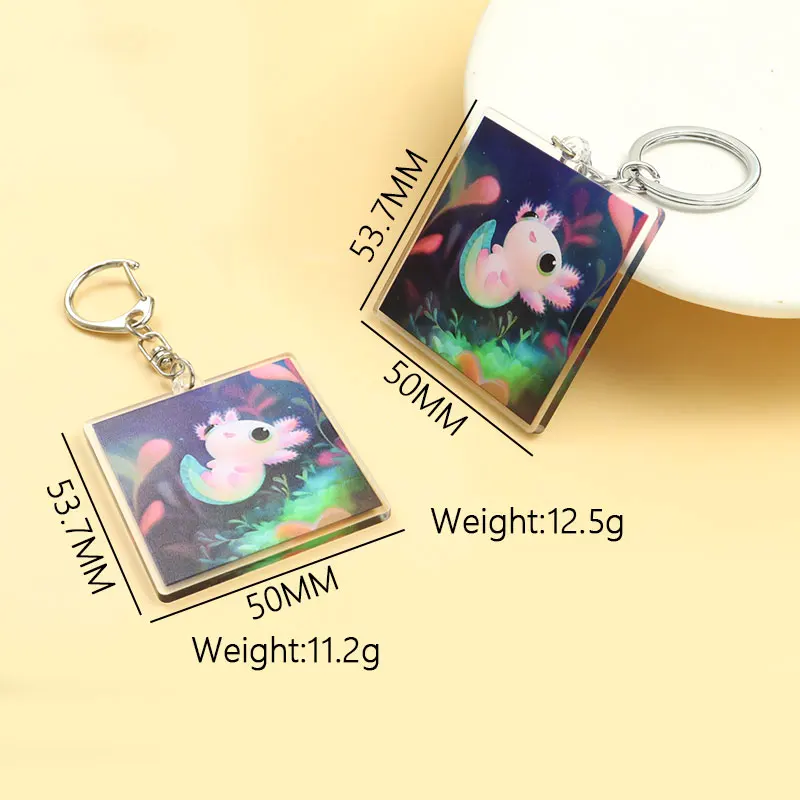 Lovely Axolotl Series Acrylic Keychain Men Women Trendy Accessories Creative Gifts Kawaii Animal Image Keyring Keys Bag Pendant