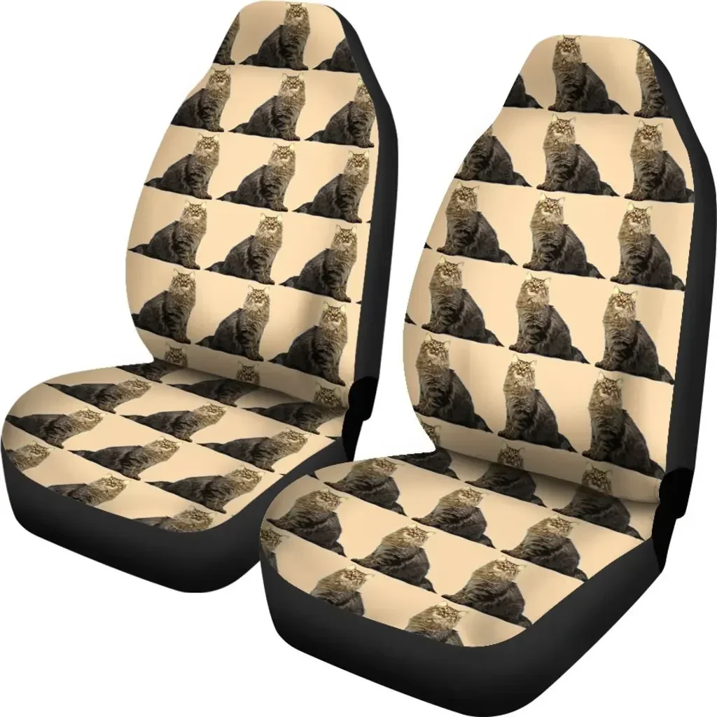 Lovely American Bobtail Cat Pattern Print Car Seat Covers Set 2 Pc, Car Accessories Seat Cover