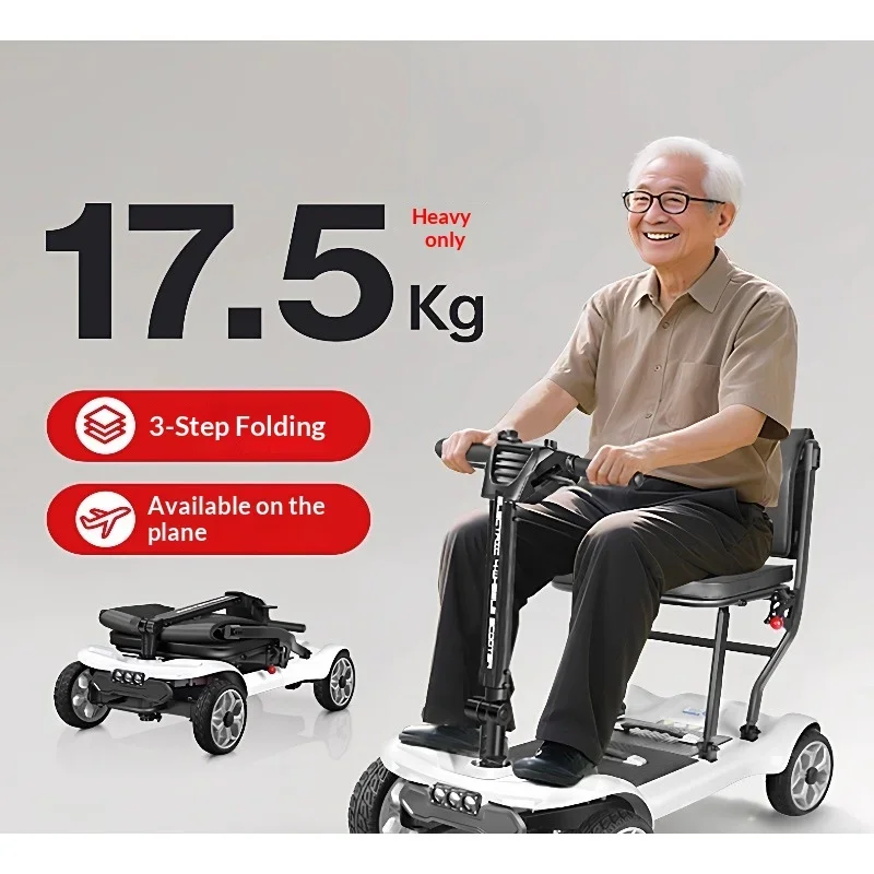 Folding Lightweight Elderly Electric 4-Wheeler Scooter for Travel Tourism DisabledGoods in stock