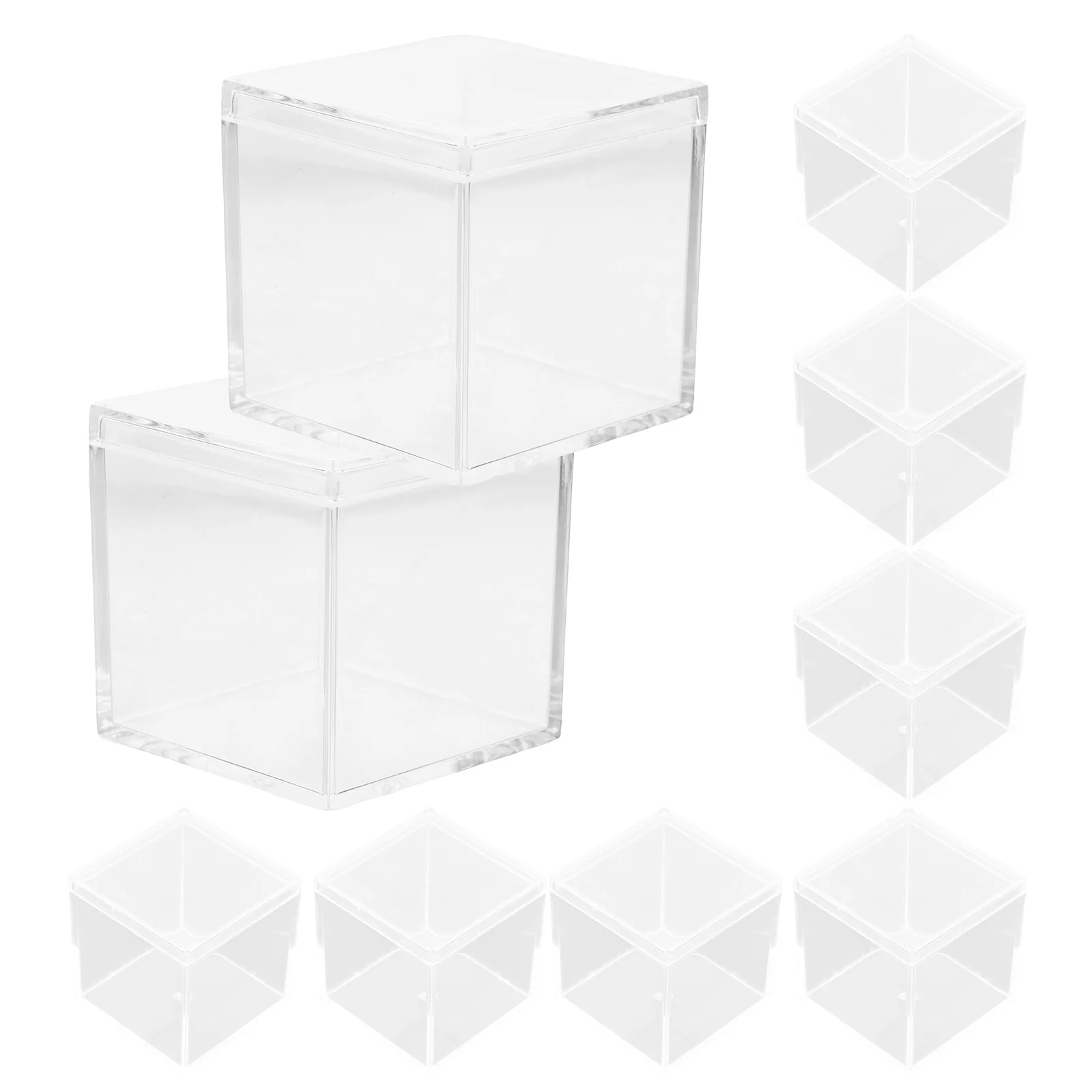 9 Pcs Small Transparent Box Craft Storage Jewelry Holder Mini Square Containers Clear Boxes Dolls Showcase Candy