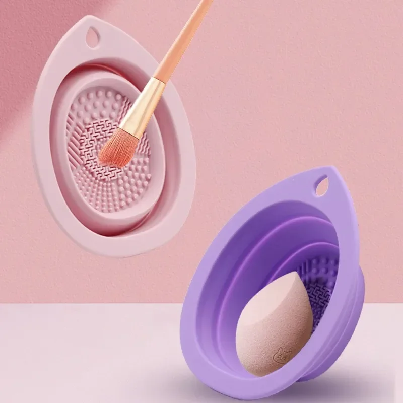 Nettoyeur de brosse de maquillage en Silicone, 1 pièce, brosse cosmétique pliante, bol de nettoyage, bouffée de poudre, éponge de beauté, tapis de lavage, brosses, tampon à récurer