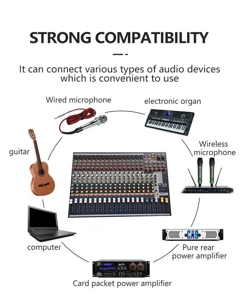 

20 Channel Audio Mixer Console 48V Powered Digital Blue Tooth Professional Audio Mixer