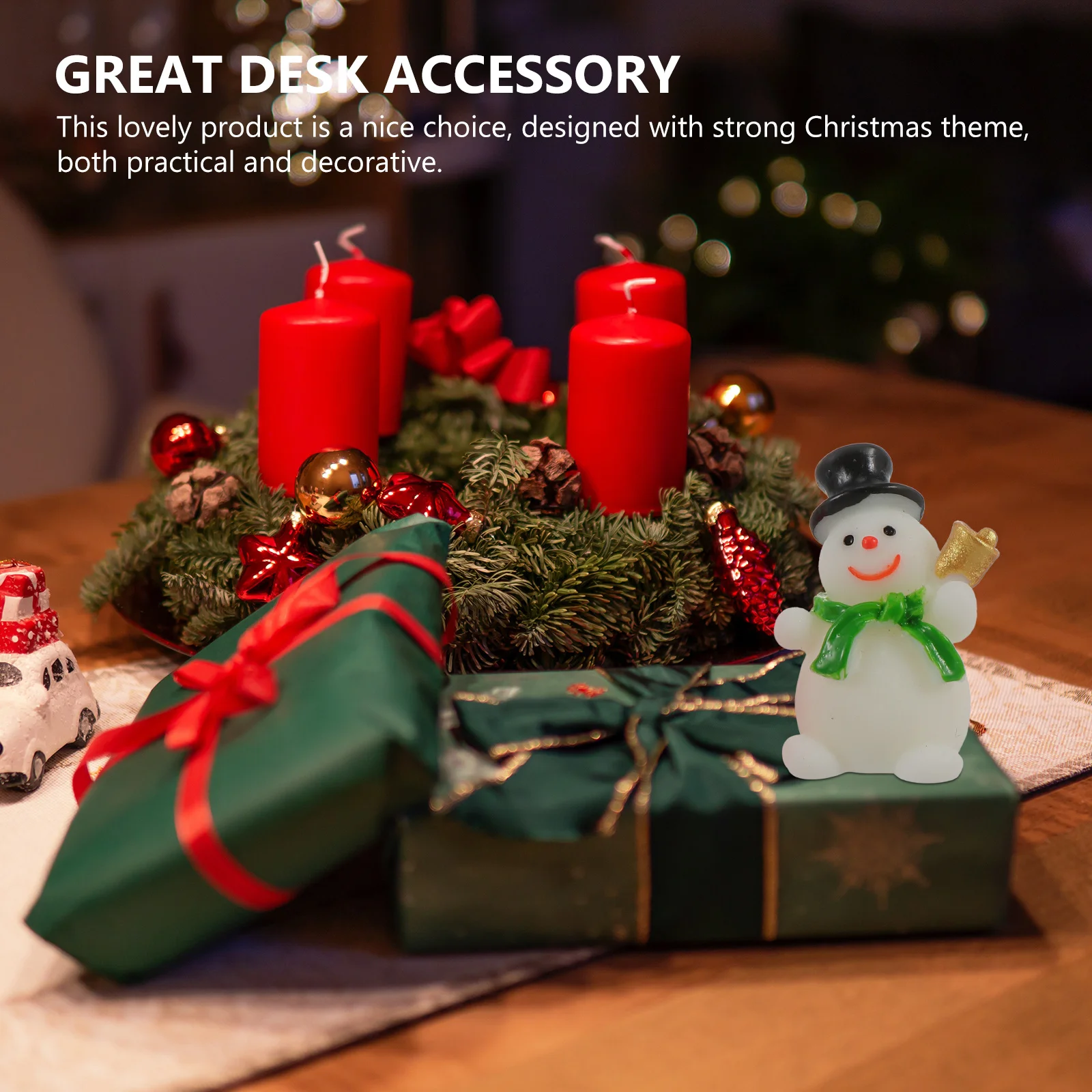 

8Pcs Christmas Adorns Collection Cute Resin Xmas Tree Santa Ornament Set for Office Car Showcase Desktop Xmas Lovely Ornament