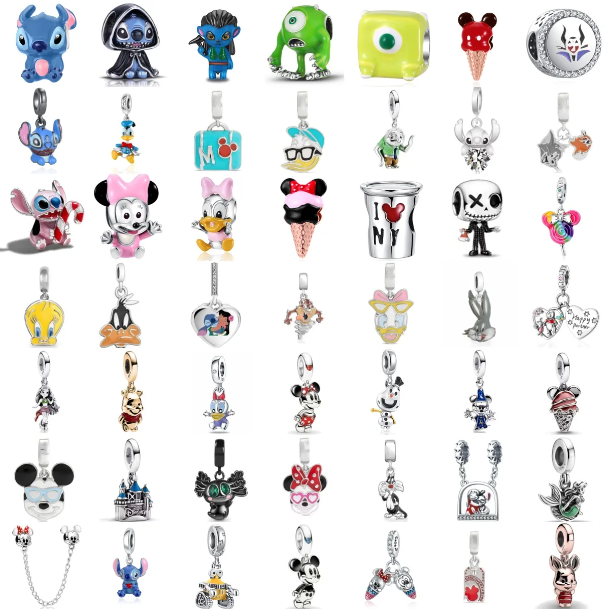 Nuovo Ciondolo in Argento 925 a Forma di Sirena, Topolino e Paperella, Accessorio DIY per Bracciale Europeo, Gioiello Raffinato