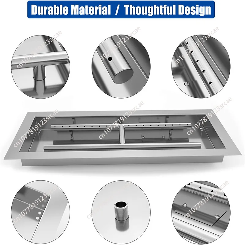 36× 12inch Stainless Steel Gas Propane Fire Pit Fire Stove Table Accessories