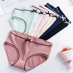 3PcsWomen Cotton Panties Ladies Solid Colors Underwear Breathable Lingerie Sexy Bow-knot Comfort Female Briefs Panties Women XXL