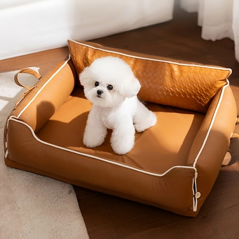 

Pet Bed, All-season Universal Backrest square Bed for Small and Medium-sized Dogs to Sleep on