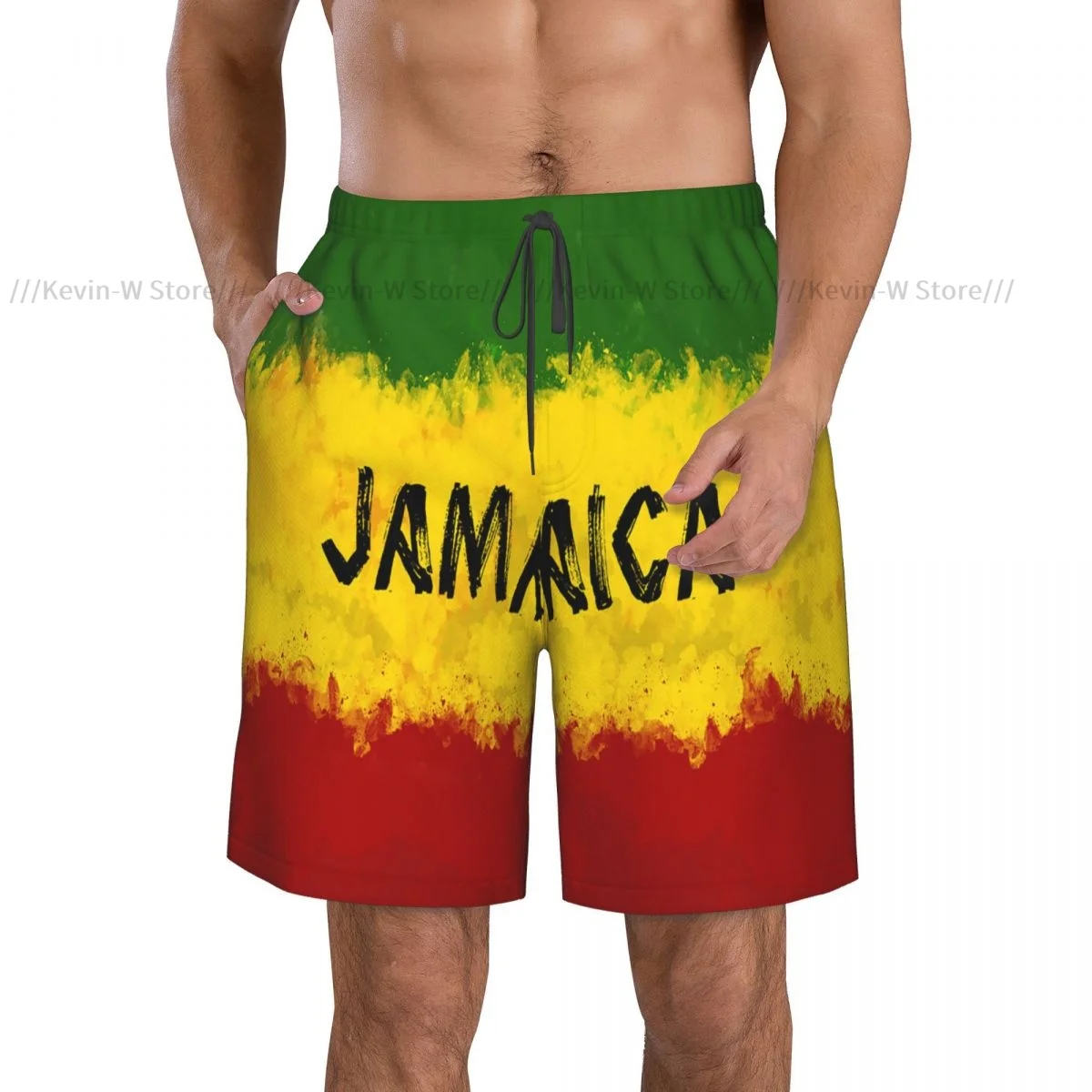 Mens Quick-drying Beachwear Jamaica Flag Swimsuit Men 2024 Bathing Suit Summer Men's Swimwear