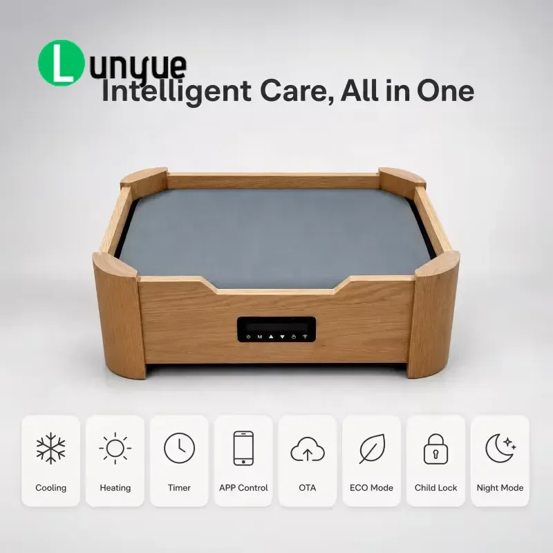 Smart Pet Bed with Water Circulation Cooling and Heating Temperature Controlled Wood Frame Sofa for Dogs Cats Comfortable