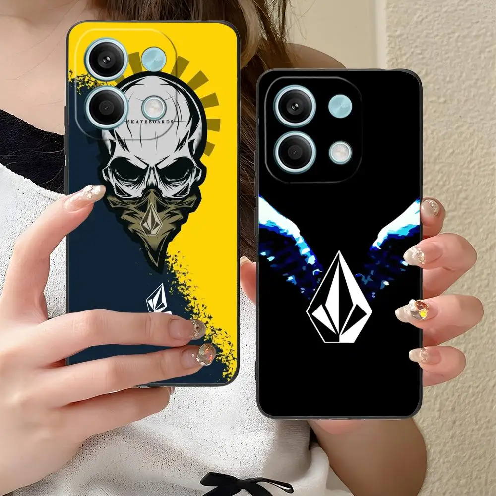 

A-Volcoms-S Phone Case for Xiaomi Redmi Note 14 13 12 11 10 9 S A Pro Plus Lite 5G Black Smartphone Pretty Luxury