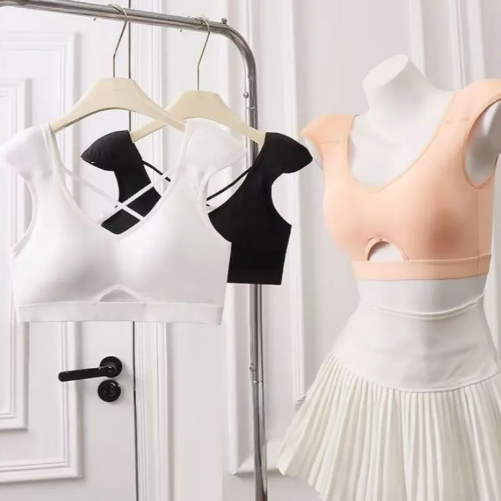 

Невидимое прямоугольное нижнее белье на плечах, бесшовный бюстгальтер с глубоким V-образным вырезом на плечах, нижнее белье с перекрестными бретелями, беспроводной бюстгальтер для коррекции фигуры