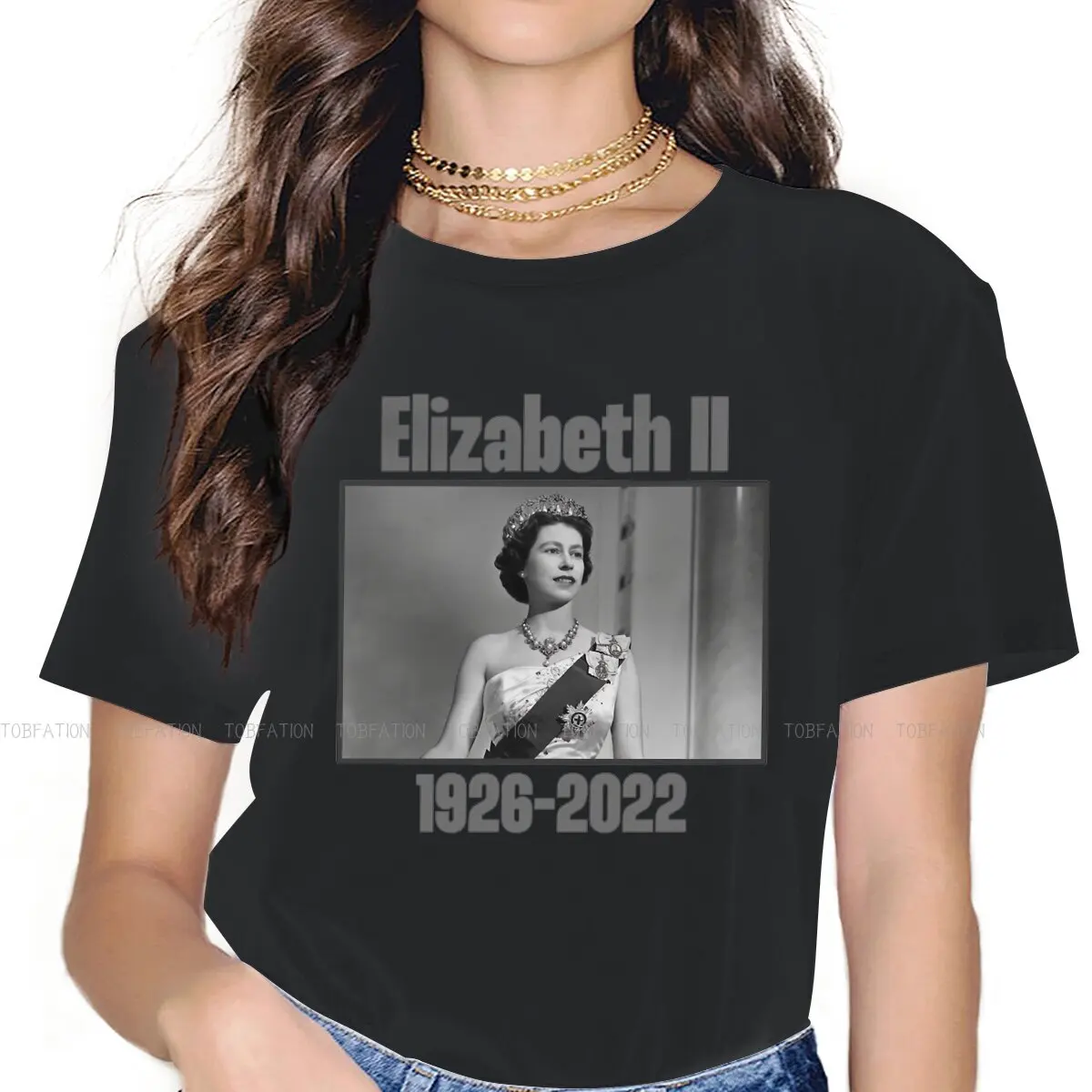 1926-2022 Classic Women's T Shirt Elizabeth II Ladies Tees Kawaii Cotton Tops Basic Tshirt Oversized 5XL Fashion