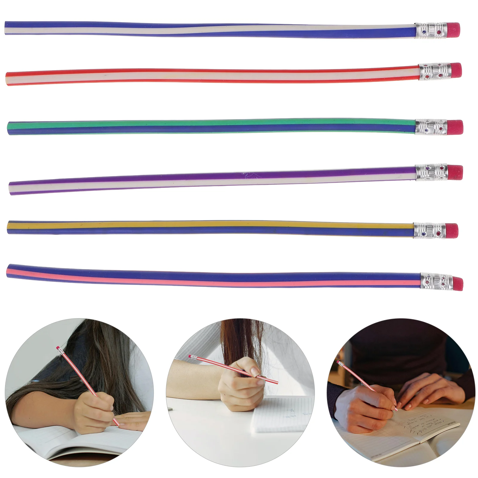 20 Pcs Constantly Folding Pencil Creative Portable School Stationery Prizes PVC Flexible with Eraser Strong