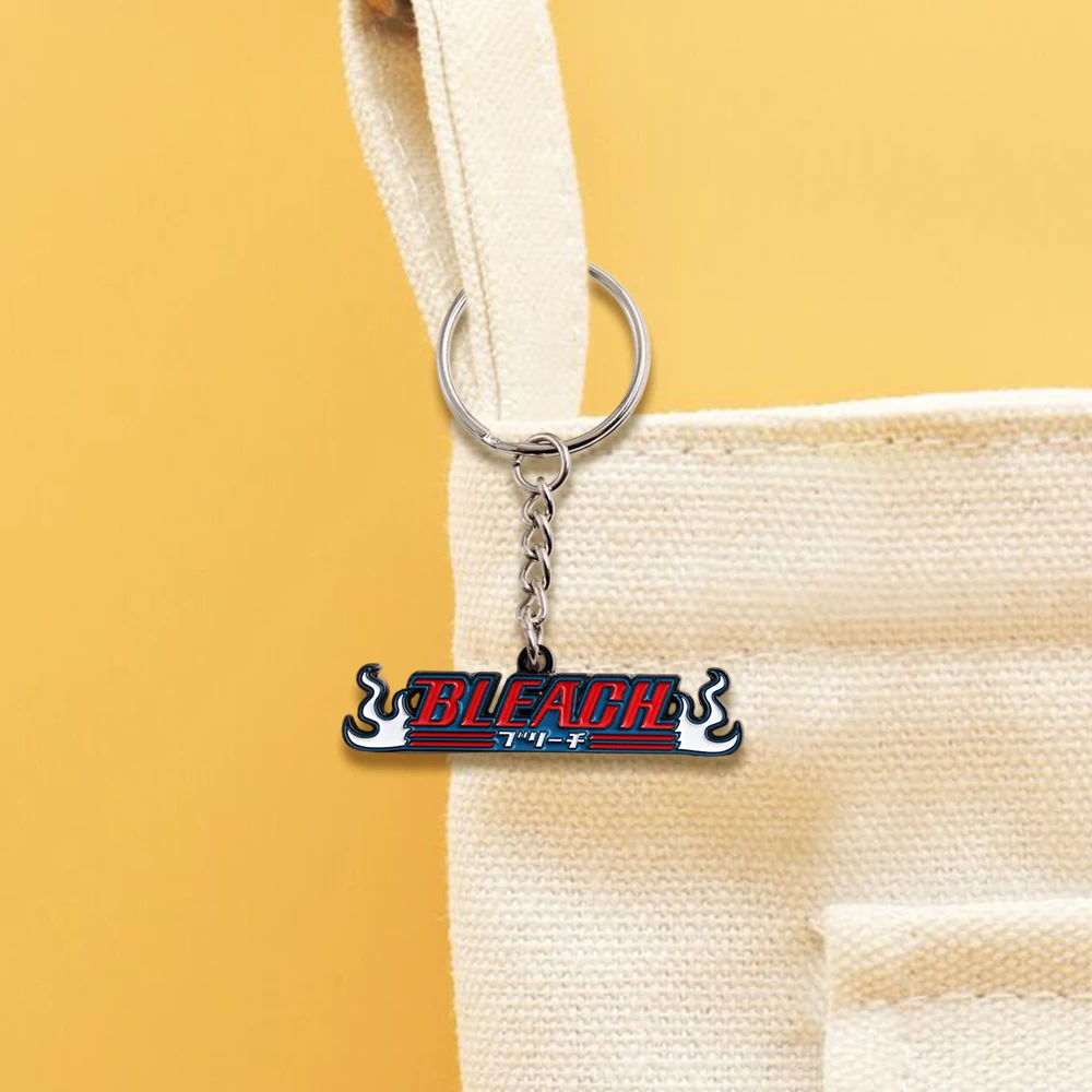 Anime Bleach Logo Schlüsselanhänger Metall-Emaille Schlüsselring Kurosaki Ichigo Zubehör Rucksackanhänger Autoschlüsselhalter Cosplay Schmuck für Fans – Detail 8