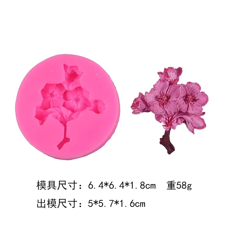 2D plums lavender peach blossom silica gel mold chocolate gypsum drop glue car scented candle mold