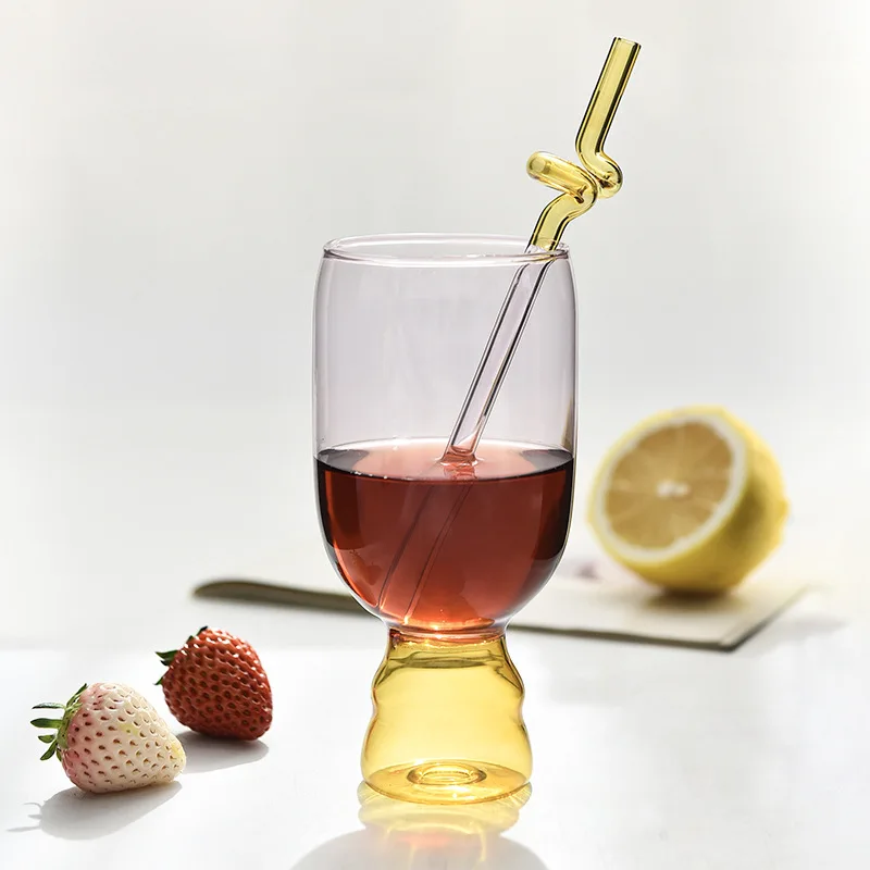 Ins Style High-temperature Resistant Dessert Cup  High-value Milk Tea Cup  Contrasting Colored Glass Cup  Coffee Cup