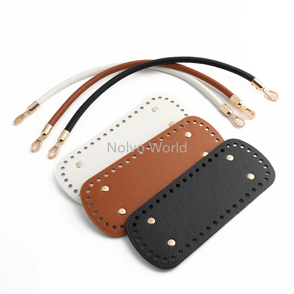 1/3/5Sets Handmade Shoulder Bottoms PU Leather Bag Handle Knitting Crochet Handbag Sewing Supplies Making Bag Material DIY Kit