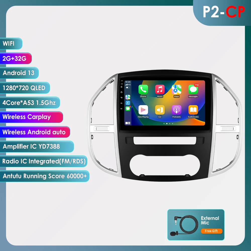 4G Carplay Android 12 Autoradio Voor Mercedes Benz Vito W447 2014-2021 Multimedia speler GPS navi Stereo scherm 2DIN hoofd Unit