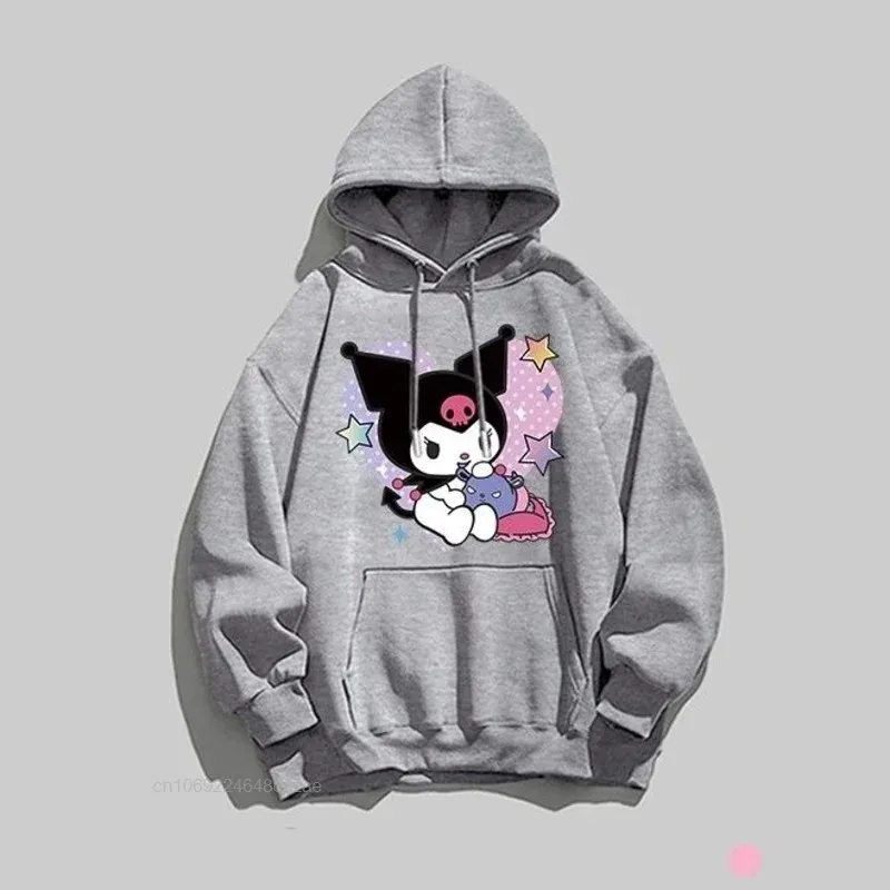 Sanrio Kuromi New Autumn and Winter Cartoon Printed Hoodie Pullover Fashion Casual Cute Women\'s Clothing Girl Long Sleeved Top