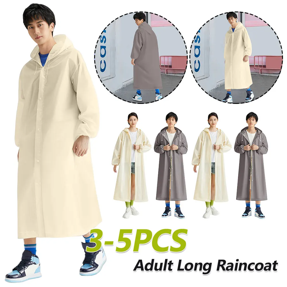 

Disposable Adult Long Raincoat Windproof Hooded Rain Poncho Drawstring EVA Rain Coat Portable for Outdoor Travel Emergency