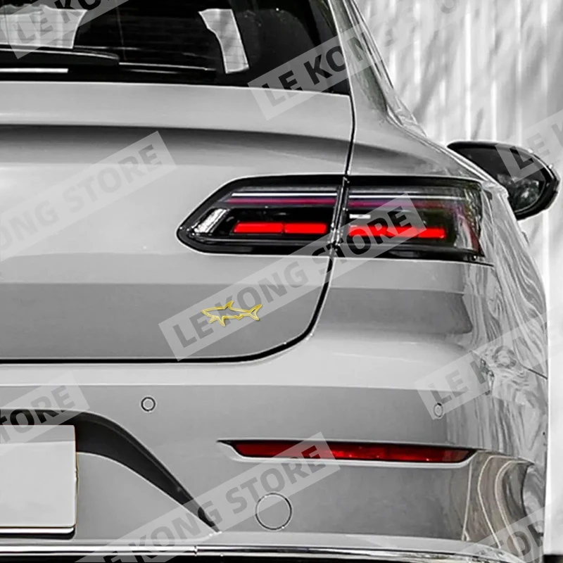 Hollow Fish Shark Badge Car Head Trunk Body Sticker Decal Emblem Accessories For Skoda Opel Jaguar Toyota Jeep Metal Car Styling