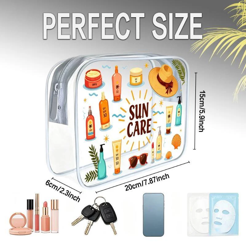 Transparente PVC-Kosmetiktasche, wasserdicht, tragbar, mit Reißverschluss, Waschtasche, Toilettenartikel-Organizer für Reisen, Geschäftsreisen und tägliche Make-up-Aufbewahrung. – Detail 3