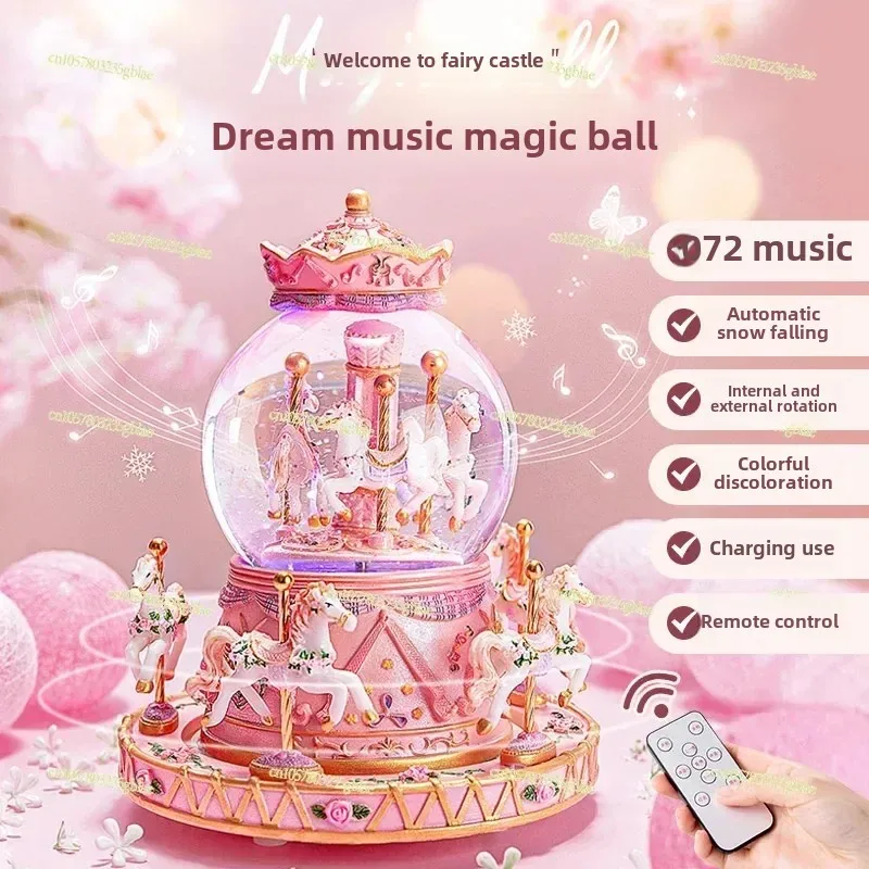 Carousel Crystal Ball Music Music Box Birthday Gifts Girls Girls Children Little Girls Christmas