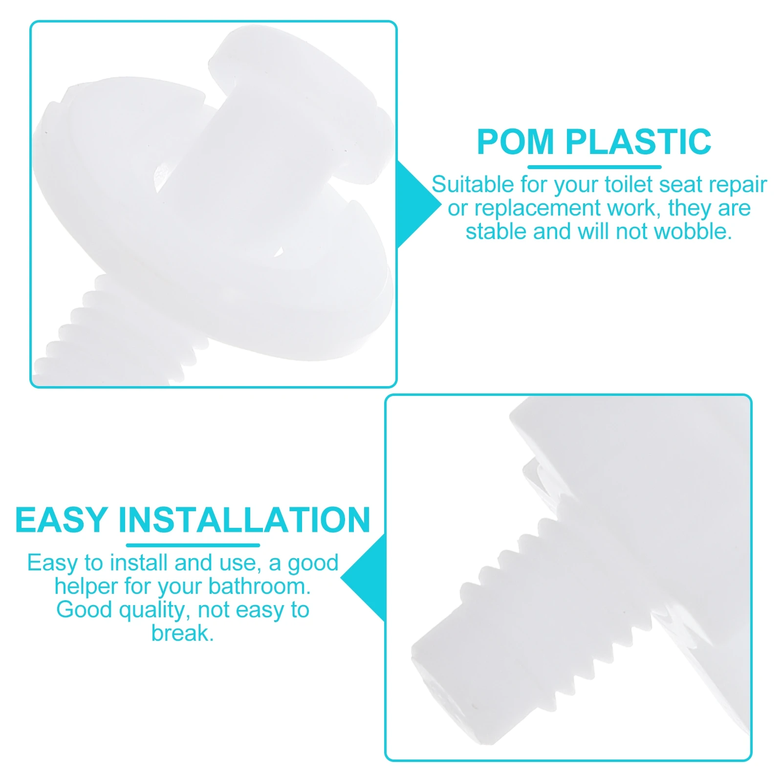 

4 Pcs Toilet Seat Cover Fixing Screw Bathroom Accessories Replacement Lid Screws POM Plastic Fits Most Easy Install