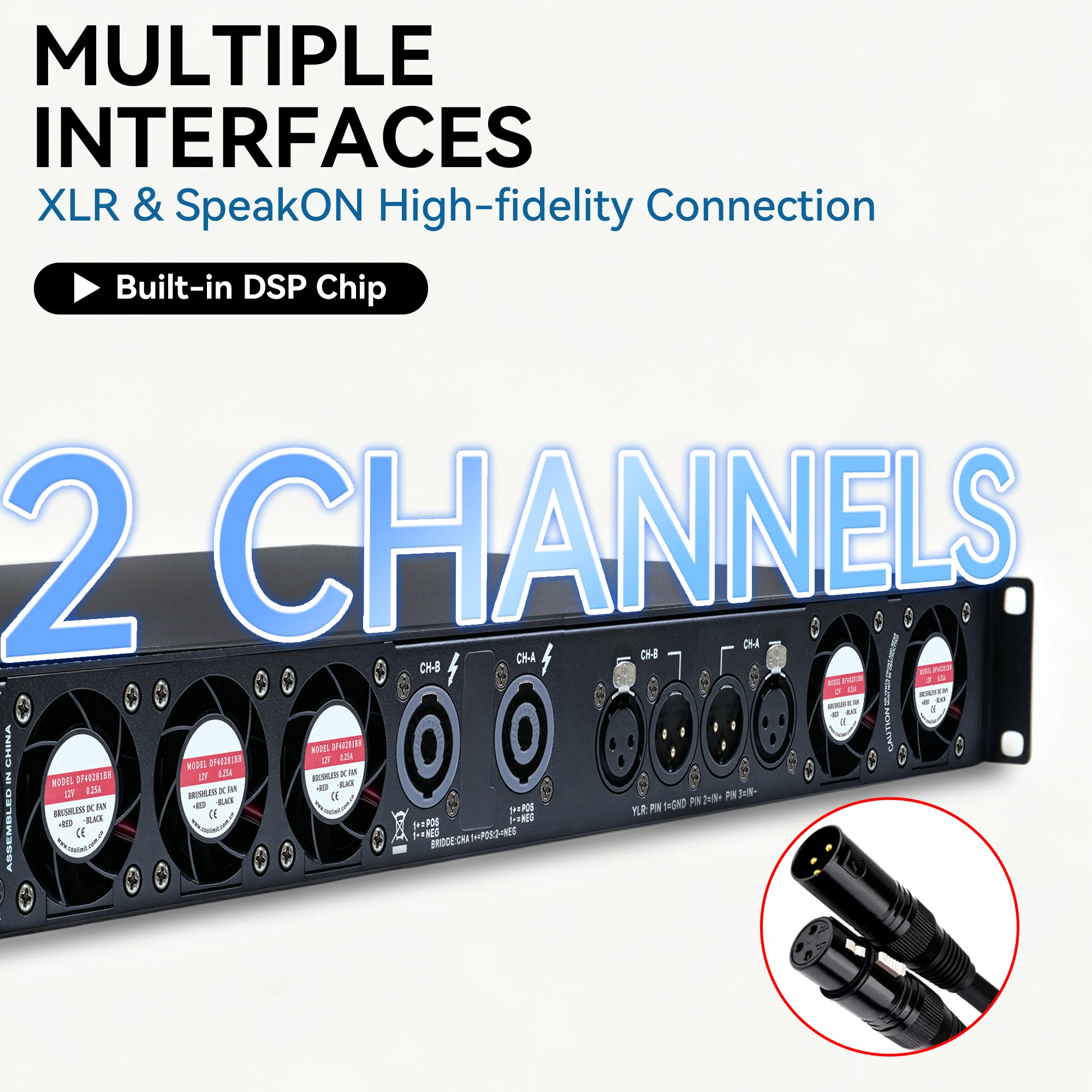 Paulkitson PD2 Series DSP Digital Power Amplifier 2 Channel Built-in DSP Software Remote Control Professional 1U Stage Amp for D