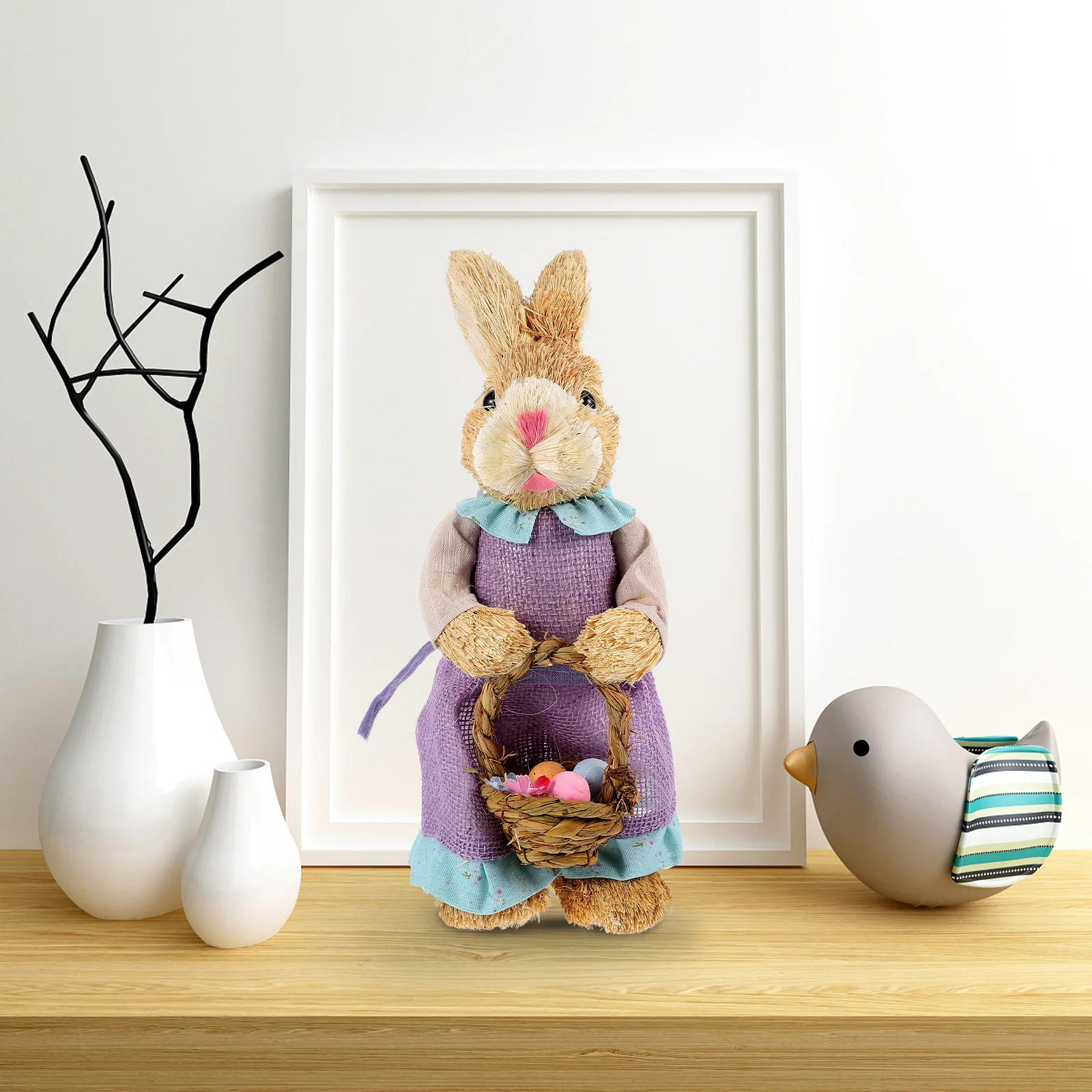 

Household Simulated Rabbit Ornament Straw Figurine Foam Bunny Statue Decor