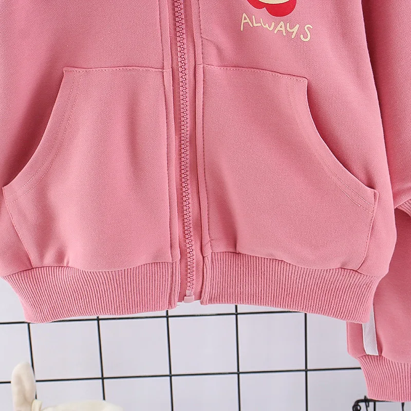 Cute Cat Sport Tracksuits Baby Girls Long Sleeve Coat+Pants 2PCS Suits Toddler Children Rabbit Printed Clothing 2 to 6 Years Old