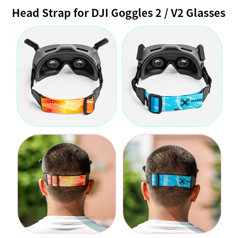 For DJI AVATA Wear Headband Goggles 2 Head Strap Adjustable Sizes Elastic Anti-slip DJI FPV V2 Flight Glasses Band Accessories