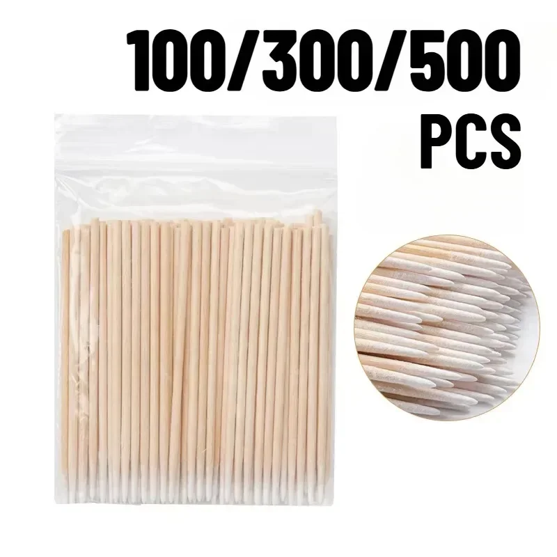 100/300/500PCS Ultra-small Pointed Tip Cotton Swab Thin Head Pointed Tip Cotton Swab Ears Eyebrow Lips Eyelash Nail Makeup Tools