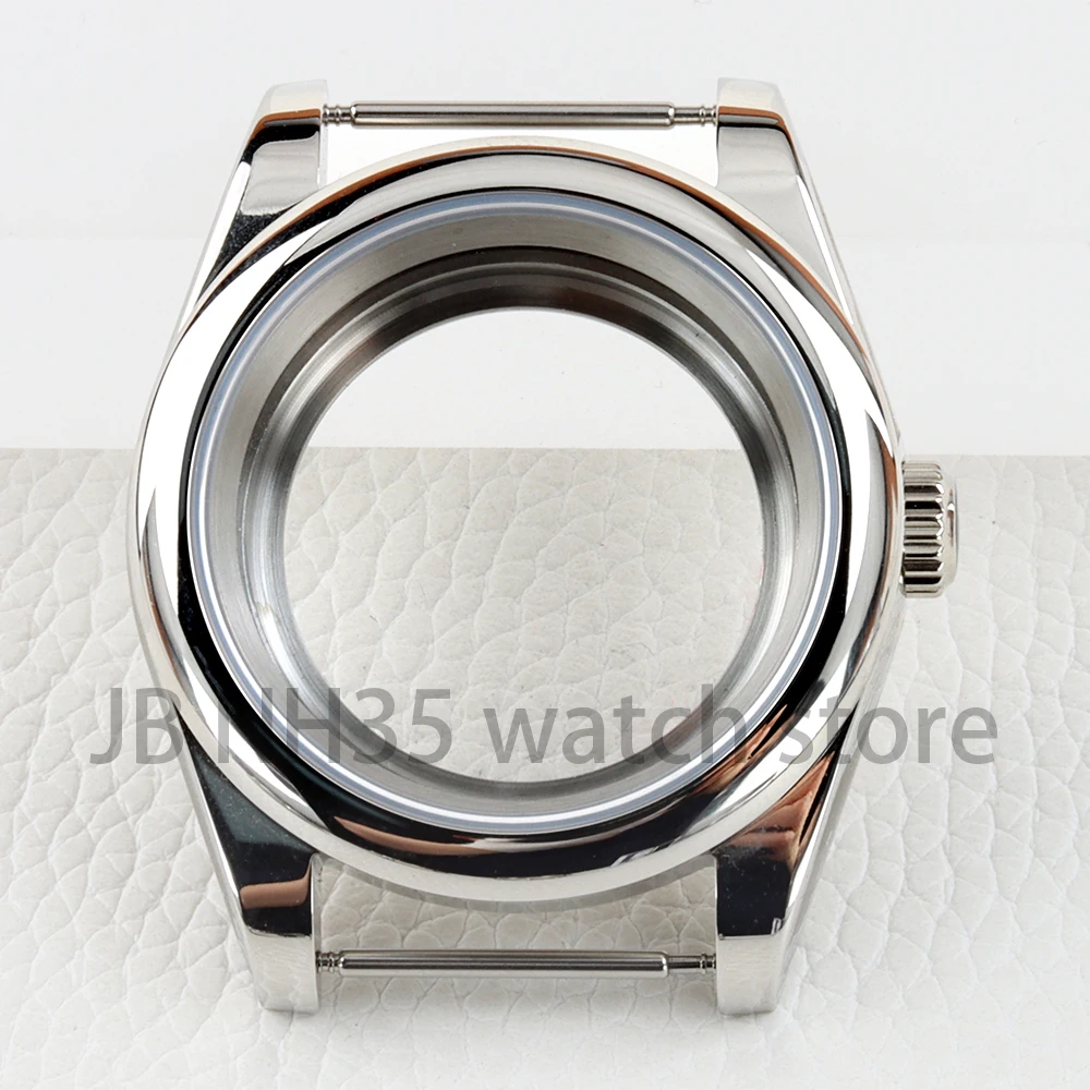 36/39mm Silver Watch Case Sapphire Glass Solid Stainless Steel for Datejust Seiko NH35 NH36 Automatic Movement 28.5mm Dial