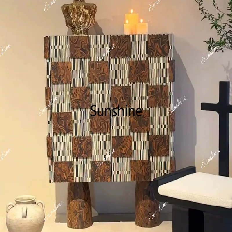 

Medieval art design, parquet decoration, side cabinet, double door exhibition hall storage