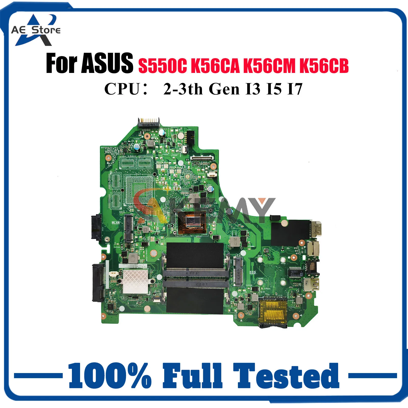 

K56CA Материнская плата для ноутбука ASUS K56CM K56CB K56C K56CA S550C Материнская плата для ноутбука с процессором I3 I5 I7 100% тестирование ОК быстрая доставка