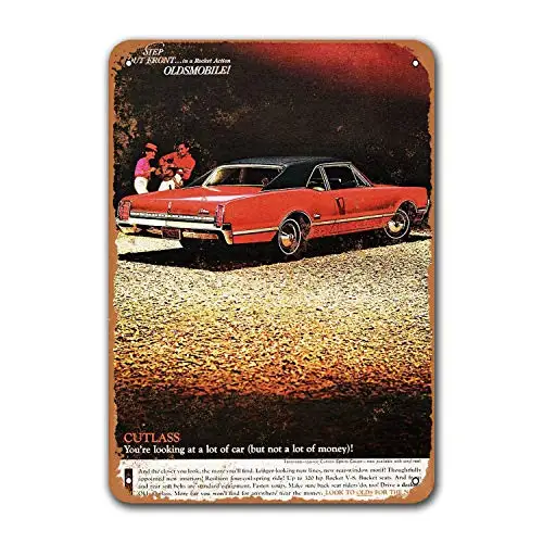 Dorm Restaurant Wall Decor Pub Coffee Club 1966 Oldsmobile Cutlass Home Bar Poster Vintage Car Tin Signs Metal 8x12 inches