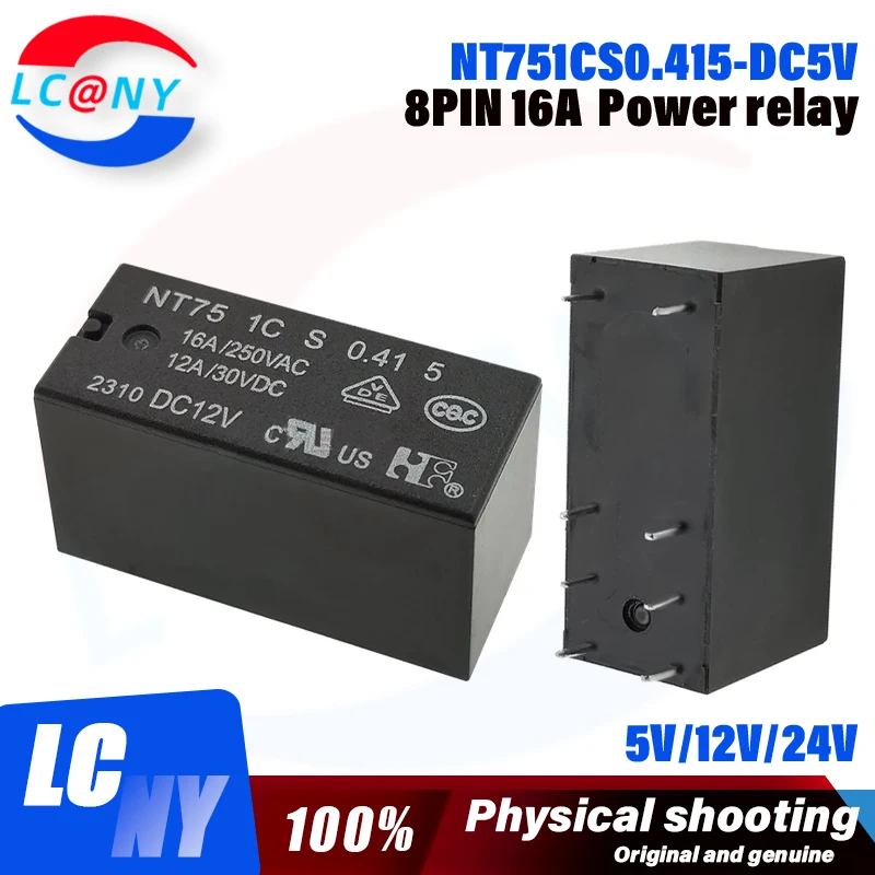 오리지널 릴레이 NT751CS0.415-DC5V 릴레이, HF115F NT75 1C S 0.41 5 NT751CS0.415 DC5V DC12V DC24V 8PIN 16A 전원 릴레이, 1 개, 신제품