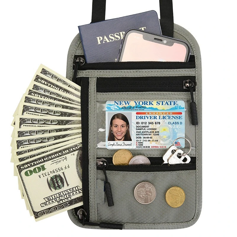 JSERYISGN Multi-Function Travel Neck Wallet | RFID-Blocking Security | Crossbody Design | Protects Passport, Tickets, ID