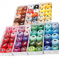 AmoHilos 10 Colors Set Size 8 Double Mercerized Egyptian Cotton Pearl Thread 80 Meters 10 Grams Crochet Perle 9 Sets Available