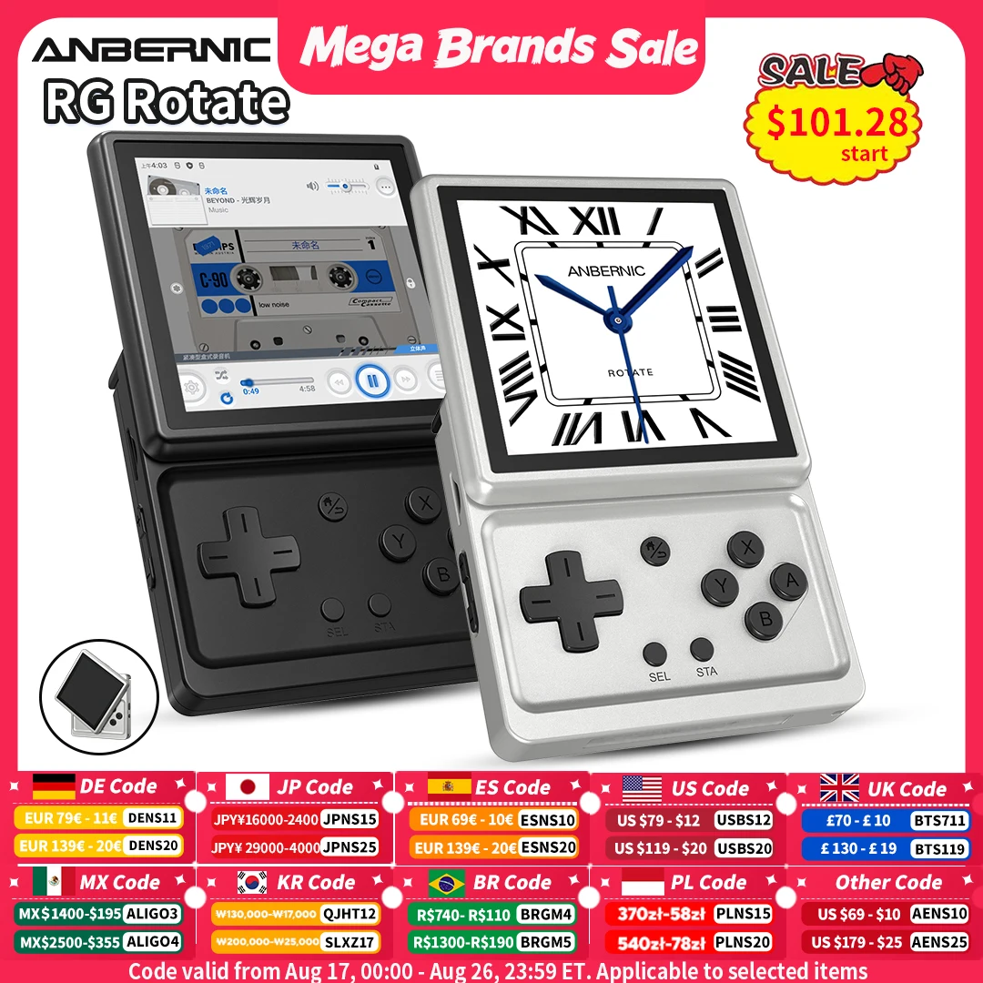 Console de Jogos Portátil Anbernic RG Rotate com Tela Giratória de 3,5 Polegadas, Android, Emulador de Jogos Retro com Bateria de 2000mAh, Suporte a WiFi e Streaming AI
