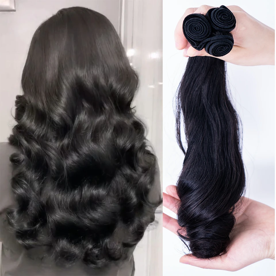 Bundel rambut manusia besar longgar tubuh gelombang bulu hitam alami gelombang air Brasil bundel jalinan rambut manusia rambut Virgin 10-30 inci