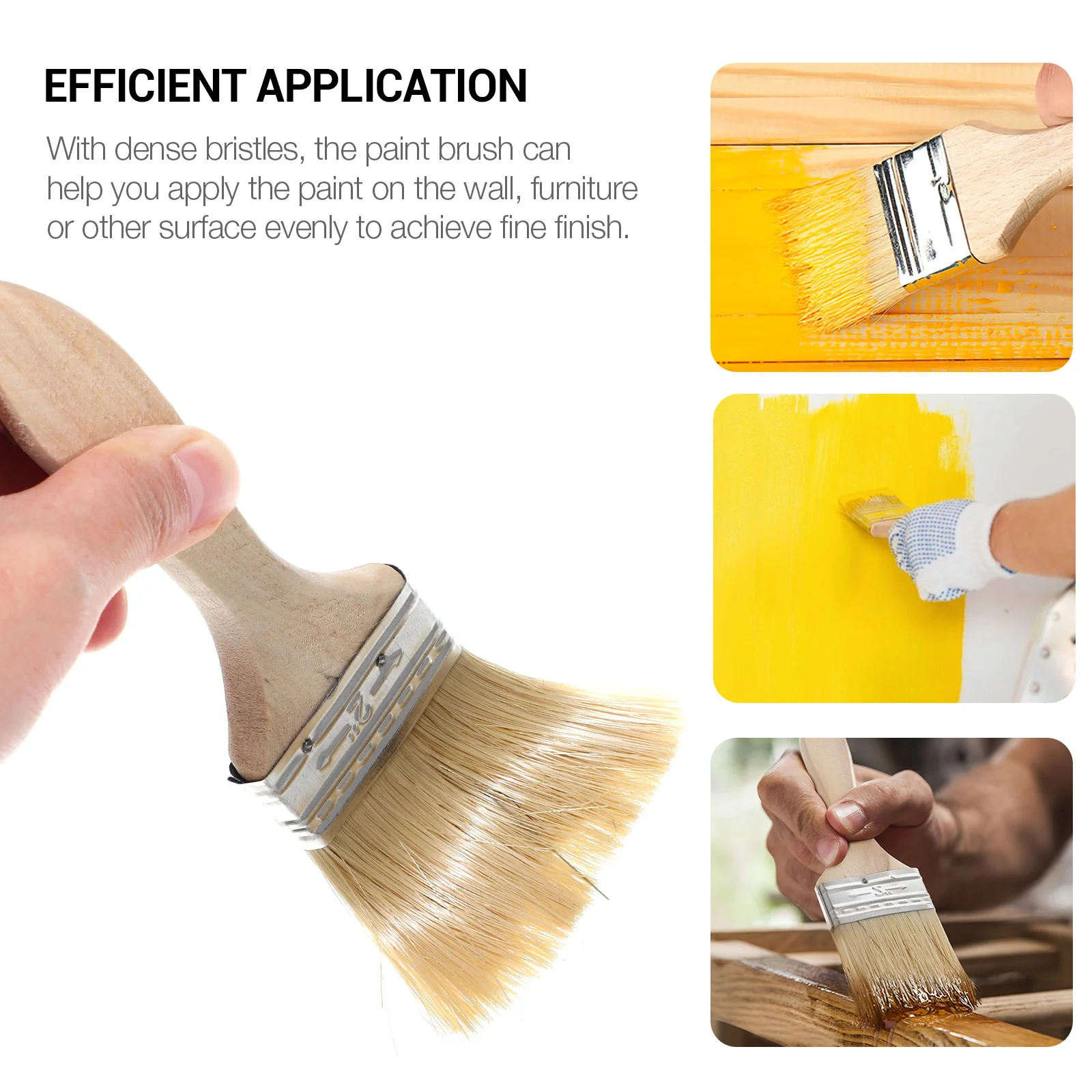 10 Pcs Thickened Wooden Handle Paint Brush for Walls Chip Cleaner Basting Cooking Barbecue Mixed Silk Painting