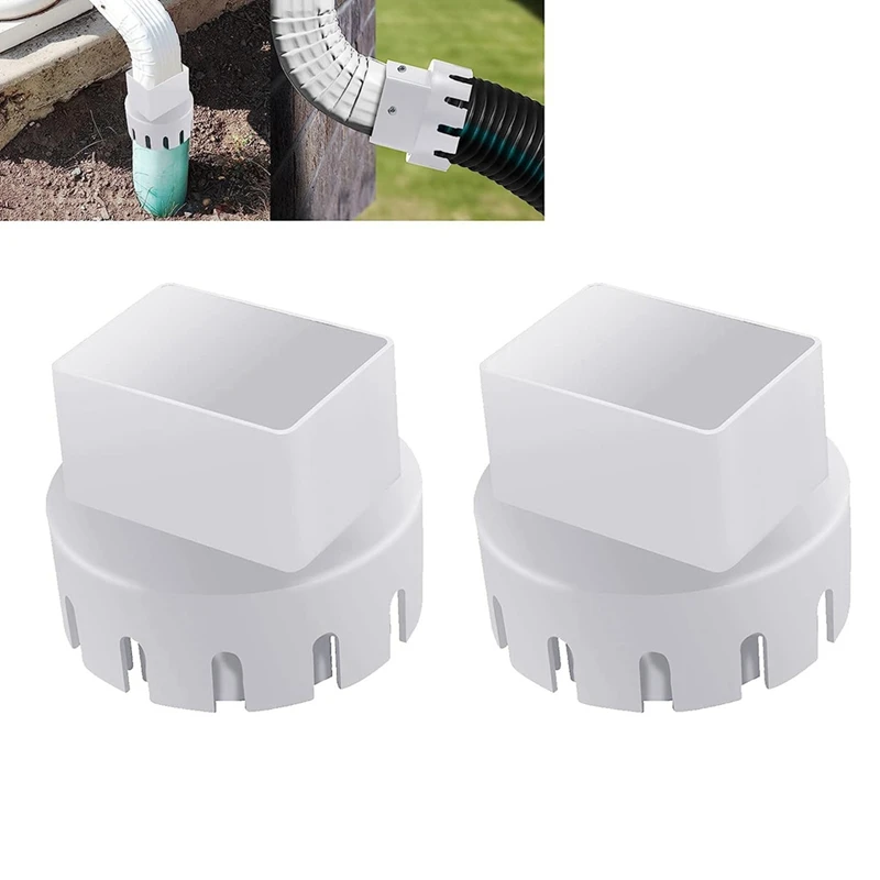 Downspout Adaptor To Drain Pipe, Roof Rain Gutter Downspout Extensions Universal, Downspout Extender Durable (2 X 3Inch, White)