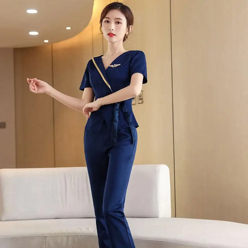 New Women's Work Clothes Set Hotel Waiter Beauty Salon Spa Massage Nail Salon Sexy Sauna Technician High End Sexy Pants Uniform