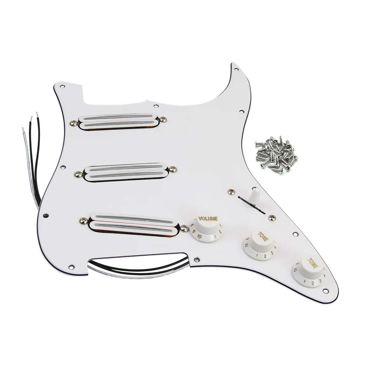 FLEOR Alnico 5 Hot Dual Rails Pickup Loaded Guitar Pickguard SSS White 3Ply